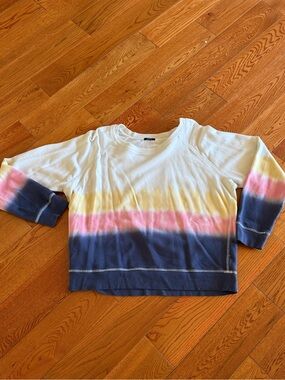 Rails Girls Tie-Dye Stripe Sweatshirt - White, Yellow, Pink & Navy